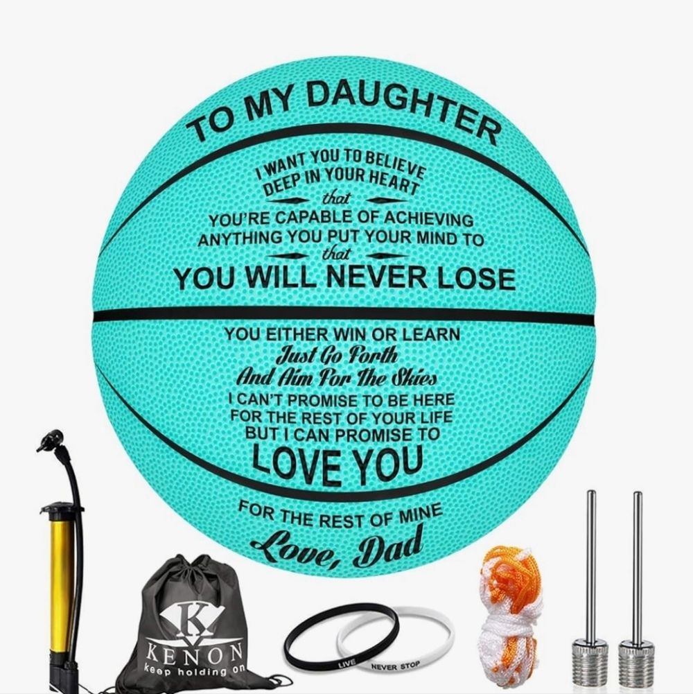 Turquoise Basketball with Inspirational Message